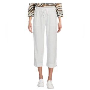 Westbound woman White The ISLAND Crop Pull-On Mid Rise Wide Leg Drawstring Pant